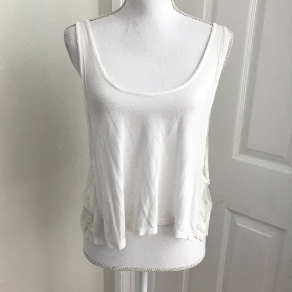 Frenchi Crop Muscle Tee Lace Back Sz Med - Picture 1 of 3